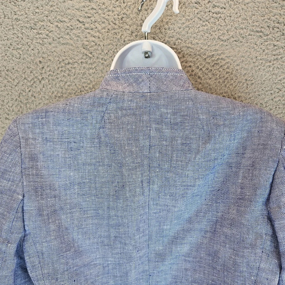 J. Crew Womens Open Front Blazer Linen Blend Sz 6 Blue & Heathered Lined - Picture 5 of 9